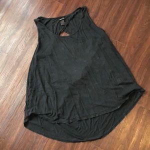 Black distressed open back shirt